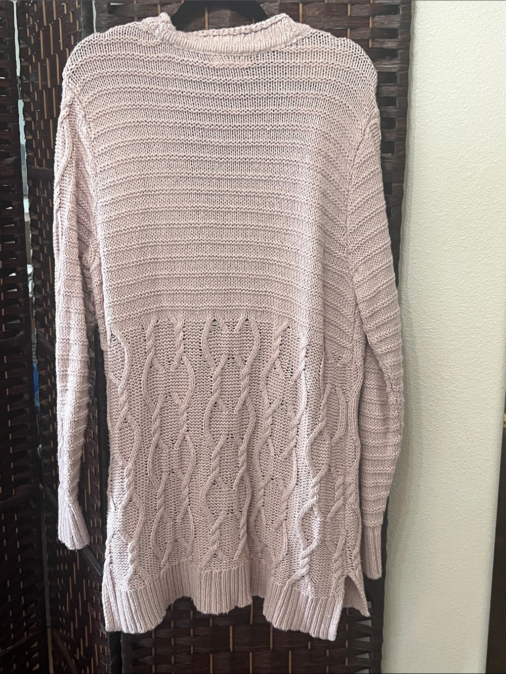 Maurices Open-Front Cable Knit Cardigan - Dusty Mauve - Picture 2 of 3